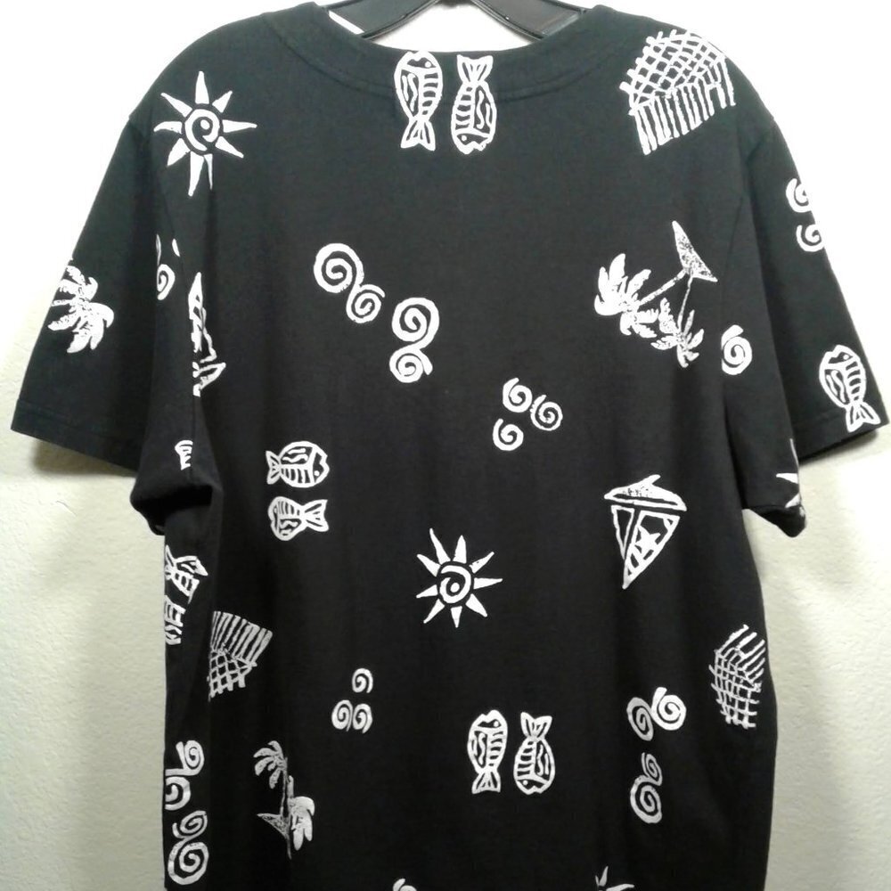 Sarah Bentley Pisces Black & White Short Sleeve Button Up Shirt SZ 1X - Picture 6 of 13